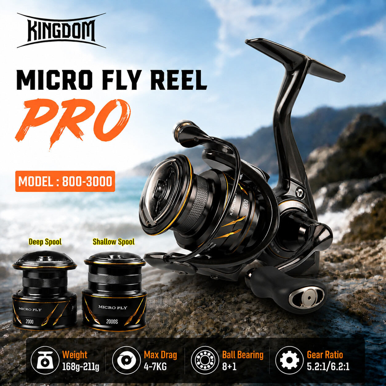 Kastking Reel Zephyr - Mulinello da Pesca Spinning Kingdom Micro